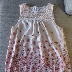 ELLE- M- Pale Peach with Orange Flowers Sleeveless Blouse